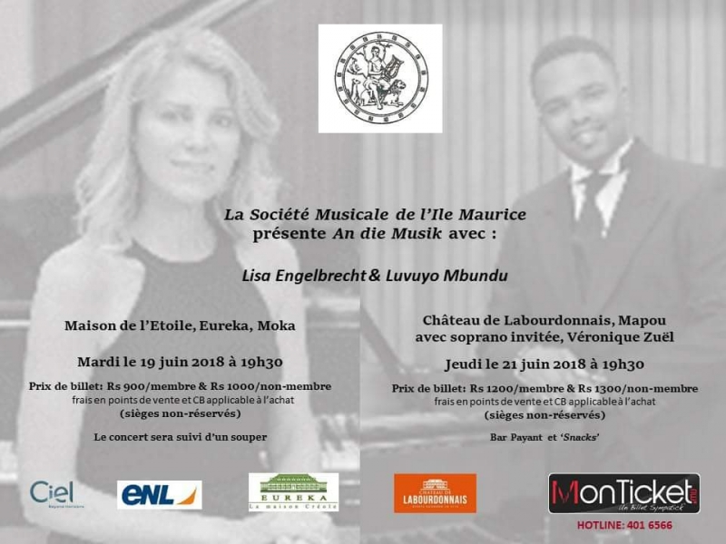 Récital  lyrique avec Lisa Engelbrecht et Luvuyo Mbundu à La maison Eurêka et au Château Labourdonnais