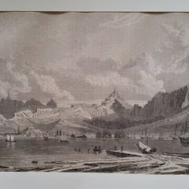Vue de port louis (ile maurice) gravure d'époque imprimée en 1860