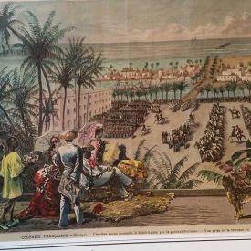 Colonies françaises.-sénégal- saint-louis gravure fin 19ème coloriée à la main