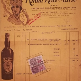 Ancienne facture rhum rose-marie 1936