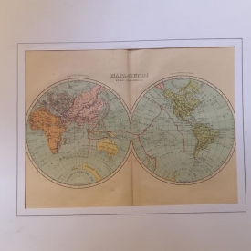1889 - mappemonde en deux hémisphères